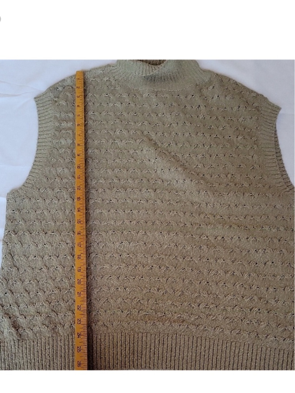 Free People Olive Green Turtleneck Cable Knit Sleeveless Sweater Size M - Picture 5 of 11
